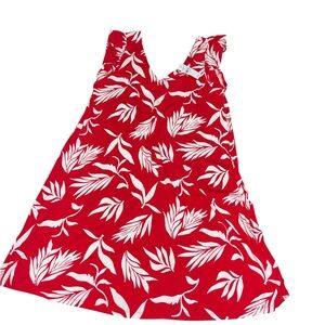 NWT LOFT Red and White Leaf Print Dress Size Small